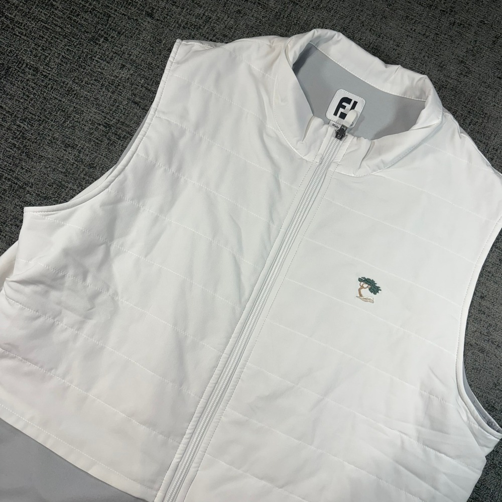 FootJoy Golf Vest Size XL White Grey Full Zip Quilted Lone Cypress 27785
